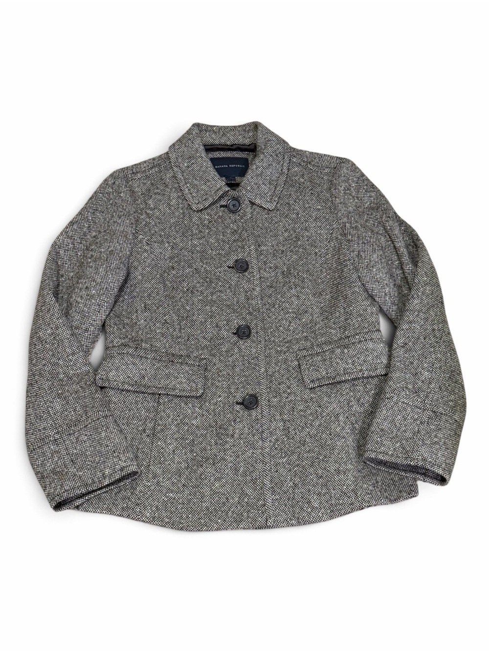 Banana Republic Grey Tweed Wool Blend Short Coat Blazer Jacket Size Medium
